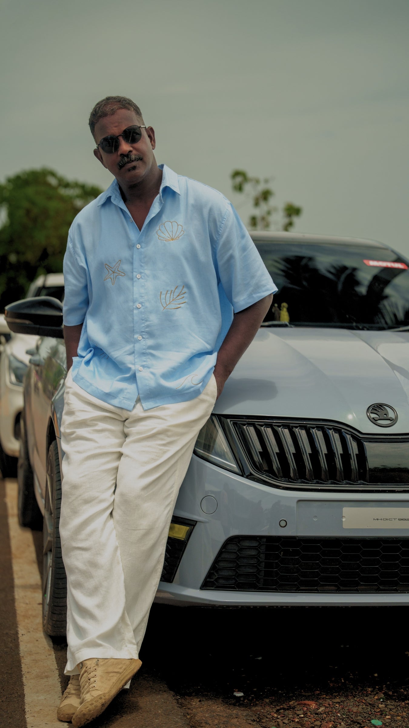 MEN'S LOOSE FIT EMBROIDERED SEA SHIRT