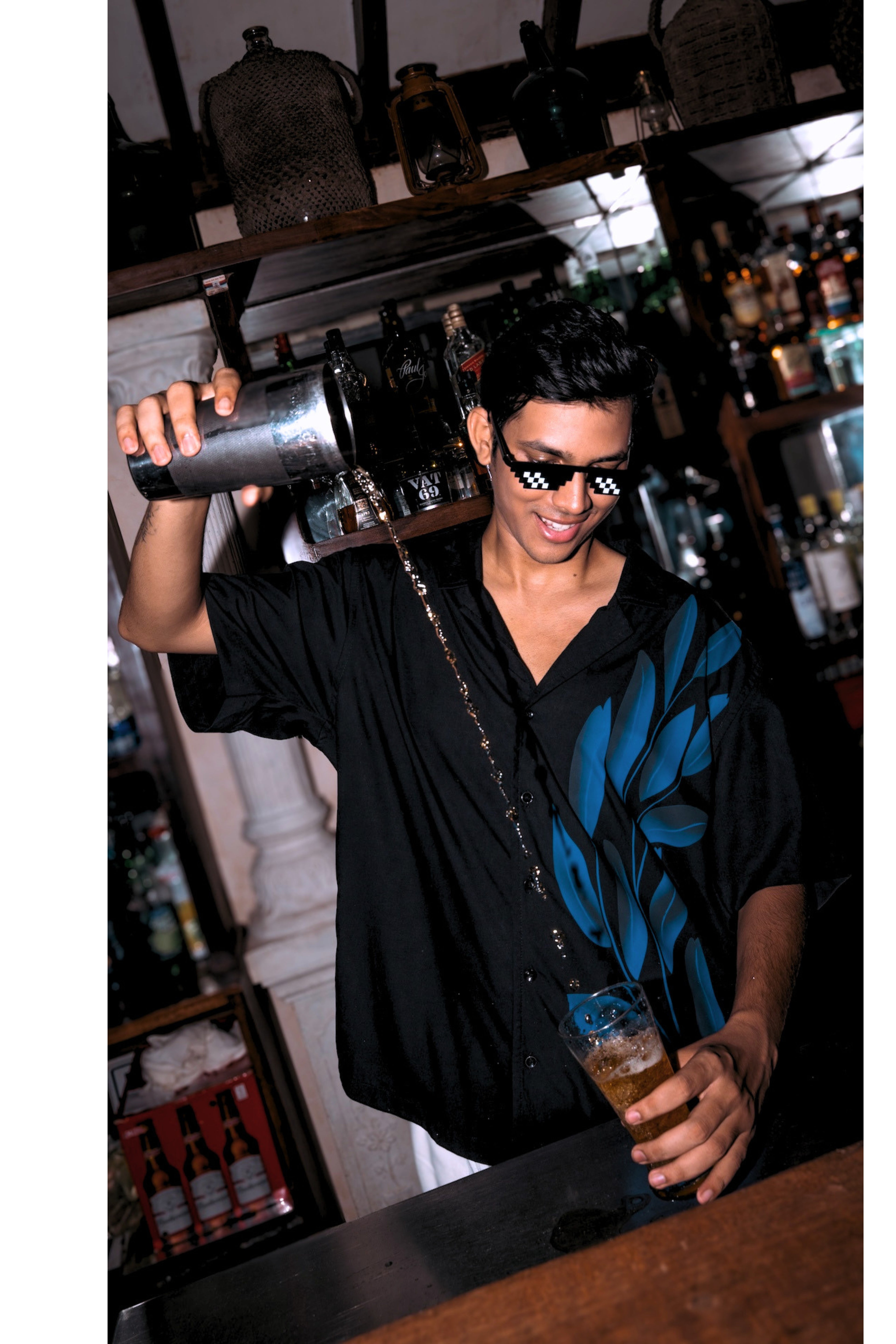 MEN'S LOOSE FIT VISCOSE PRINTED SHIRT