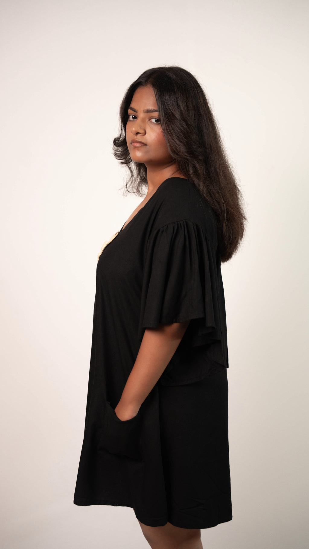 WOMEN'S RELAXED SHORT DRESS BLACK