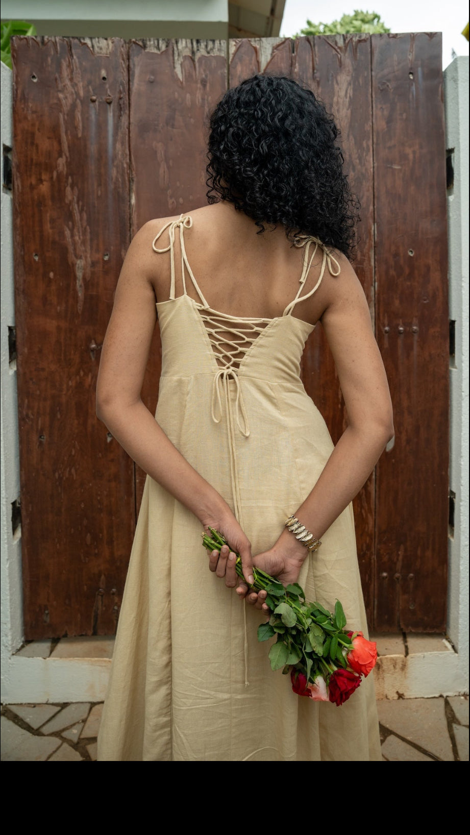 LINEN-BLEND LONG DRESS