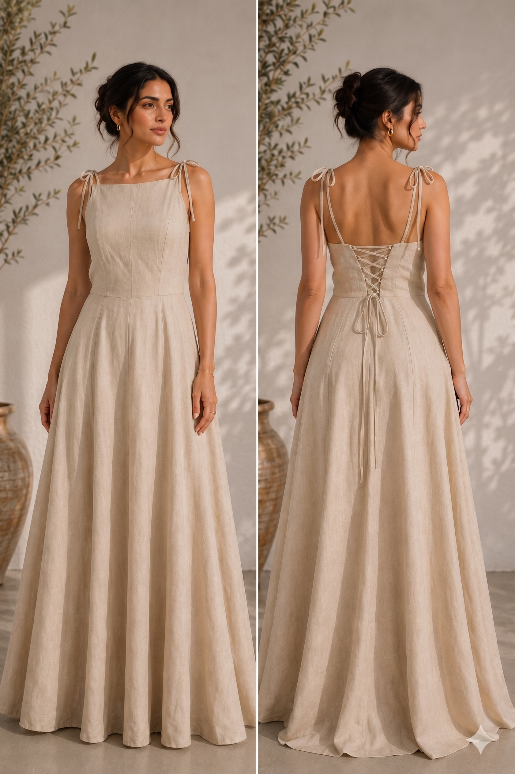 LINEN-BLEND LONG DRESS