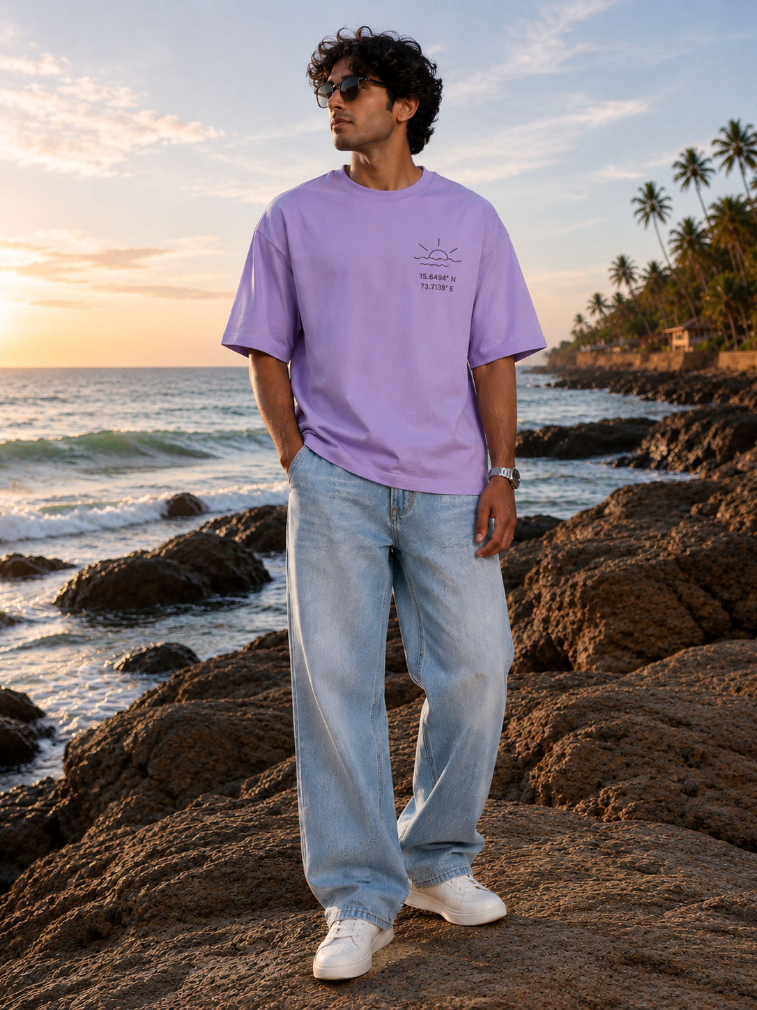 Destination - Oversized Men's Tshirt Cropped Length
