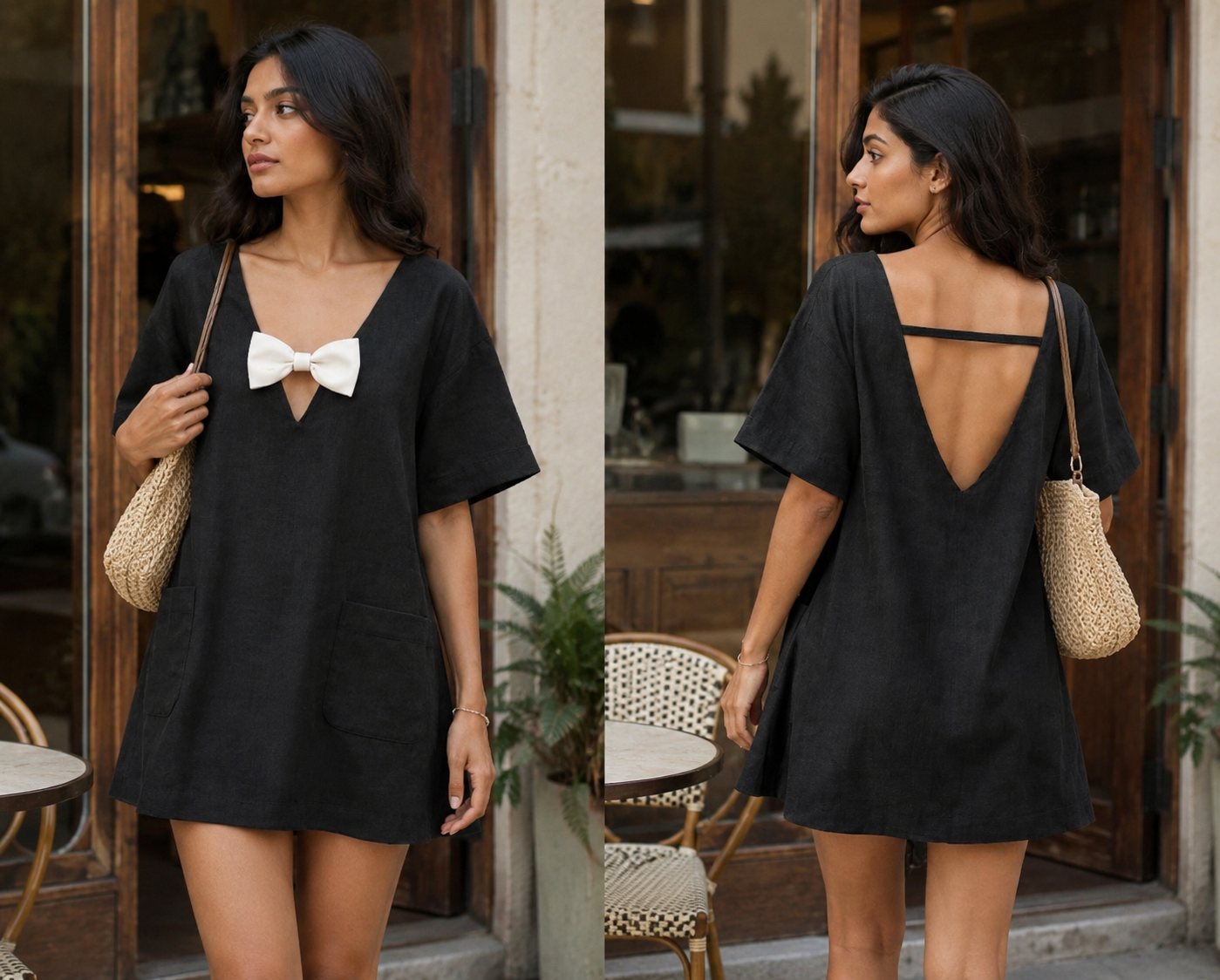 WOMEN'S RELAXED SHORT DRESS BLACK