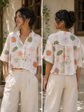 WOMEN'S RELAXED PRINTED CROP SHIRT