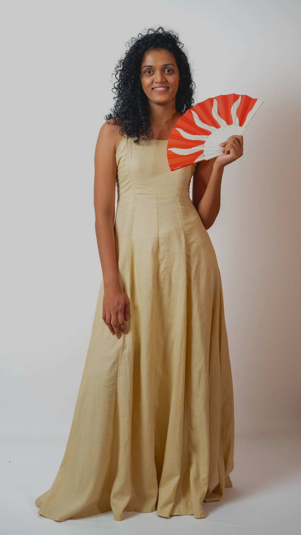 LINEN-BLEND LONG DRESS